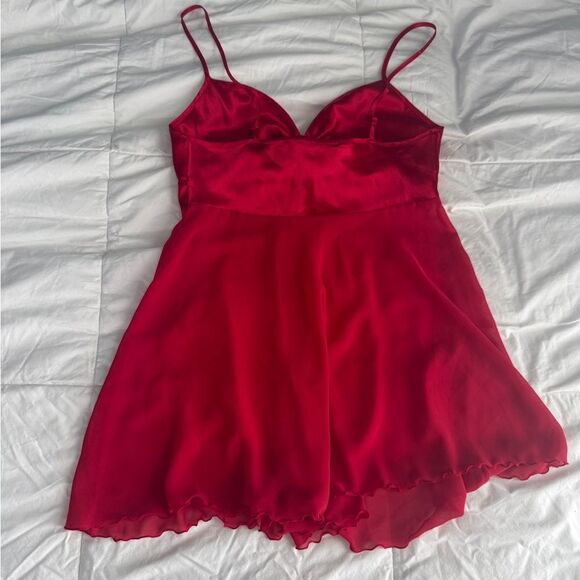 Vintage Victoria’s Secret Red Lingerie Slip Dress XS Satin Rose Bow Babydoll - Picture 8 of 15